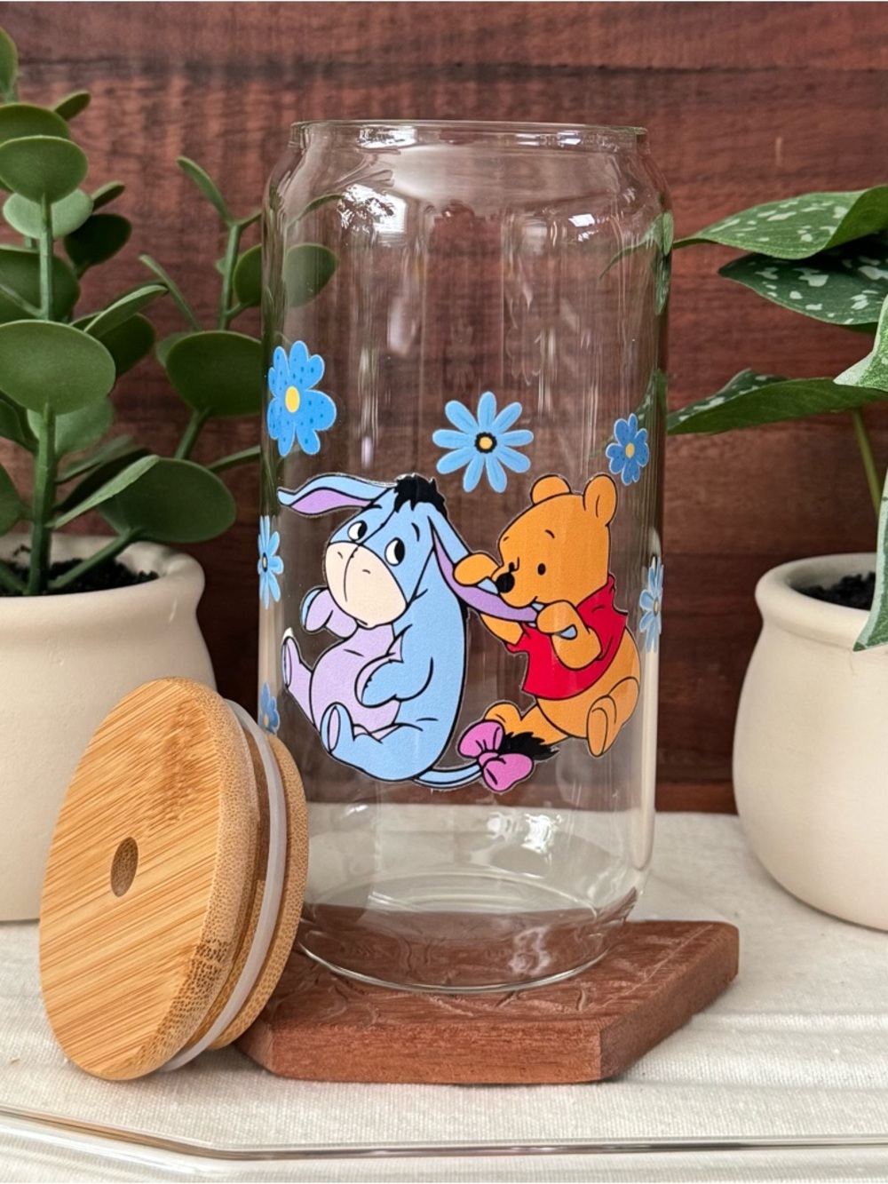 Winnie the Pooh & Eeyore Glass Can